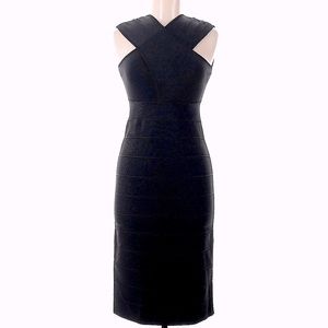 NWT Herve Leger Black Bodycon Midi Size M